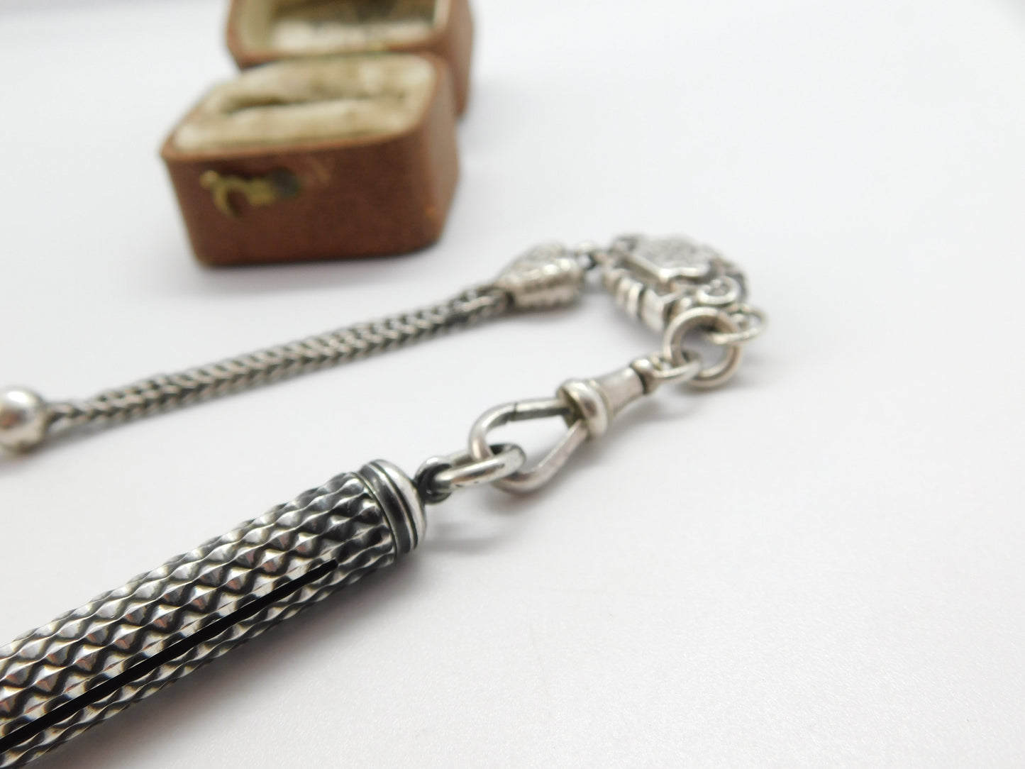 Sterling Silver Albertina Watch Chain with Propelling Pencil Fob 1911 London