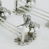 Victorian Pair of Sterling Silver Horse & Jump Cutlery Rests Antique 1853 London