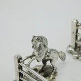Victorian Pair of Sterling Silver Horse & Jump Cutlery Rests Antique 1853 London