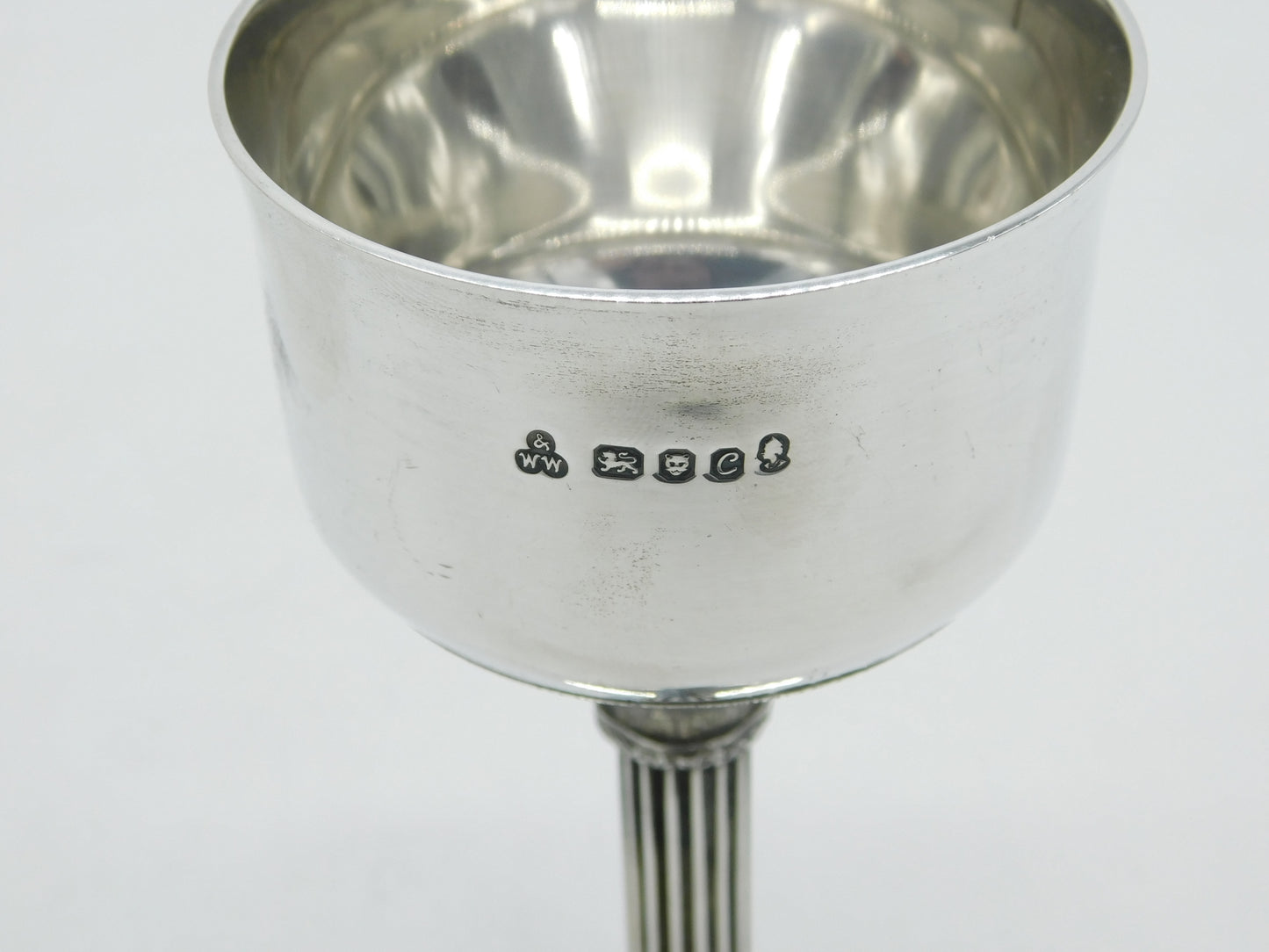 Sterling Silver Column Form Wine Goblet 'David Poore, Wells Cathedral' Vintage