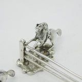 Victorian Pair of Sterling Silver Horse & Jump Cutlery Rests Antique 1853 London