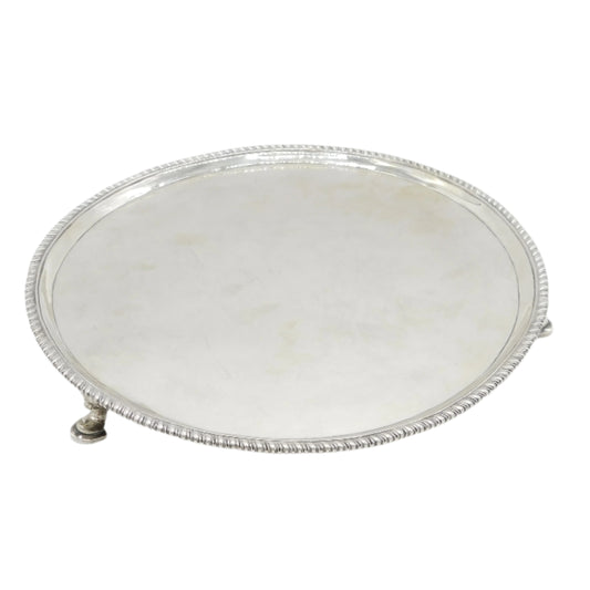 George III Large Sterling Silver Salver Dish Antique 1775 London Robert Jones
