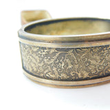 Victorian Sterling Silver Gilt Aesthetic Movement Bird Pattern Cuff Bangle c1880