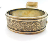 Victorian Sterling Silver Gilt Aesthetic Movement Bird Pattern Cuff Bangle c1880