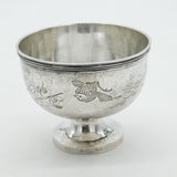 Chinese Sterling Silver Aestehtic Flower Bird Pattern Sugar Bowl c1920 Antique