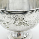 Chinese Sterling Silver Aestehtic Flower Bird Pattern Sugar Bowl c1920 Antique