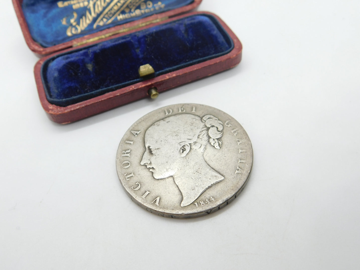 Queen Victoria .925 Silver Young Head Crown Coin 1844 Fine Condition Star Stop