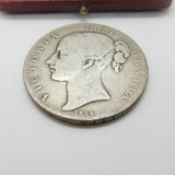 Queen Victoria .925 Silver Young Head Crown Coin 1844 Fine Condition Star Stop