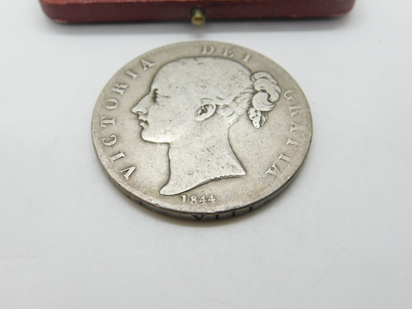 Queen Victoria .925 Silver Young Head Crown Coin 1844 Fine Condition Star Stop