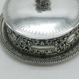 Victorian Sterling Silver & Glass Swan Finial Butter Dish 1894 London Antique