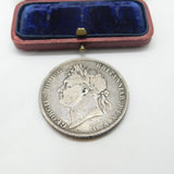 King George IV .925 Silver Crown Coin Secundo Edge 1821 Antique Fair Condition