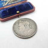 King George IV .925 Silver Crown Coin Secundo Edge 1821 Antique Fair Condition