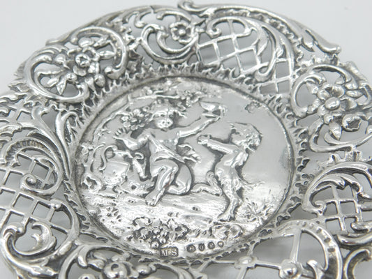 Victorian Sterling Silver Mythic Scene Treat Dish 1891 London Import Antique