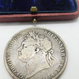 King George IV .925 Silver Crown Coin Secundo Edge 1821 Antique Fair Condition