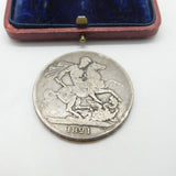 King George IV .925 Silver Crown Coin Secundo Edge 1821 Antique Fair Condition