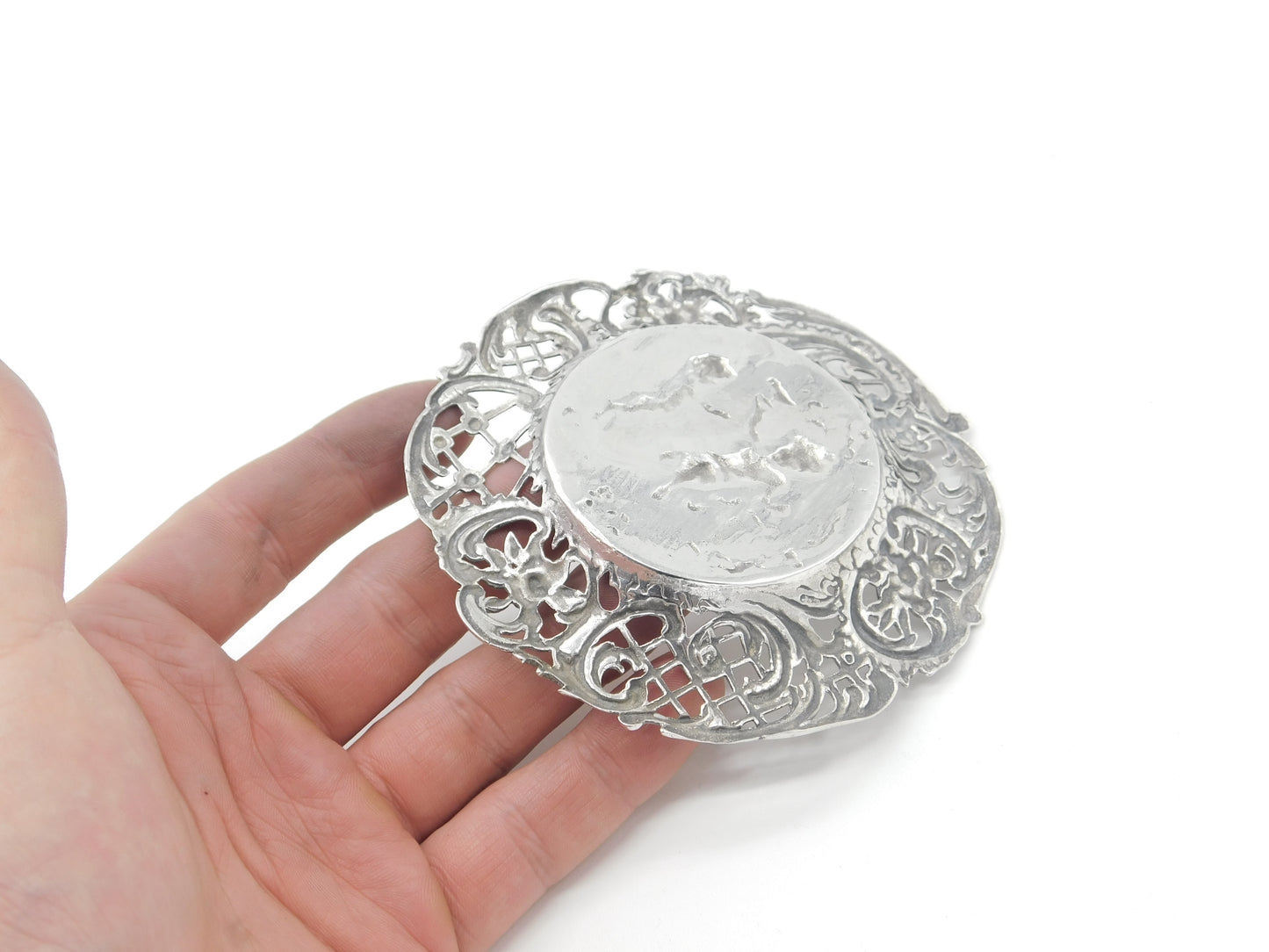 Victorian Sterling Silver Mythic Scene Treat Dish 1891 London Import Antique