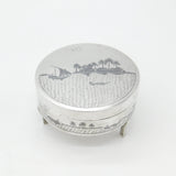 Victorian Sterling Silver & Niello Enamel River Nile Scene Trinket Box c1880