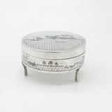 Victorian Sterling Silver & Niello Enamel River Nile Scene Trinket Box c1880