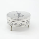 Victorian Sterling Silver & Niello Enamel River Nile Scene Trinket Box c1880