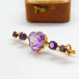 Victorian 15ct Yellow Gold Heart Cut Amethyst Sweetheart Brooch c1900 Antique