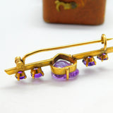 Victorian 15ct Yellow Gold Heart Cut Amethyst Sweetheart Brooch c1900 Antique