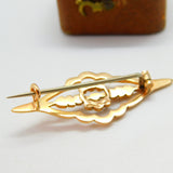 Edwardian 14ct Rose Gold, Ruby & Pearl Set Wreath Sweetheart Brooch c1910