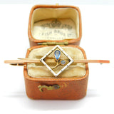 Edwardian 9ct Gold, White Enamel & Silver Set Topaz Floral Brooch c1910 Antique