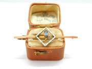 Edwardian 9ct Gold, White Enamel & Silver Set Topaz Floral Brooch c1910 Antique