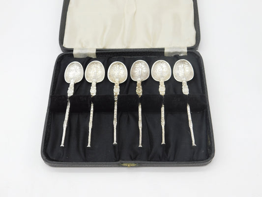 Boxed Set of Edwardian Sterling Silver Coronation Anointing Spoons 1902 Antique