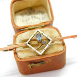 Edwardian 9ct Gold, White Enamel & Silver Set Topaz Floral Brooch c1910 Antique