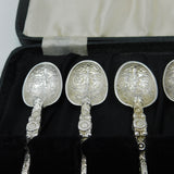 Boxed Set of Edwardian Sterling Silver Coronation Anointing Spoons 1902 Antique