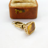 Victorian 9ct Gold & Citrine Set Swivelling Watch Key & Seal Fob c1860 Antique