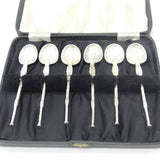 Boxed Set of Edwardian Sterling Silver Coronation Anointing Spoons 1902 Antique