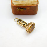 Victorian 9ct Gold & Citrine Set Swivelling Watch Key & Seal Fob c1860 Antique