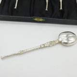 Boxed Set of Edwardian Sterling Silver Coronation Anointing Spoons 1902 Antique