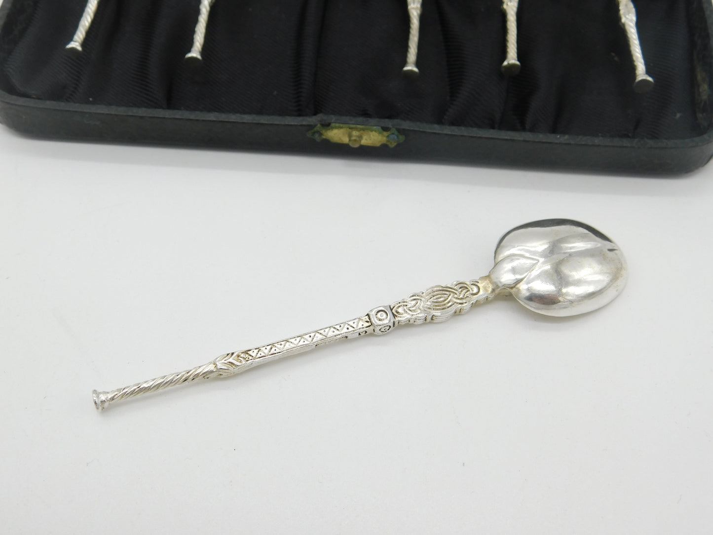 Boxed Set of Edwardian Sterling Silver Coronation Anointing Spoons 1902 Antique