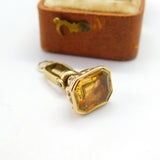Victorian 9ct Gold & Citrine Set Swivelling Watch Key & Seal Fob c1860 Antique