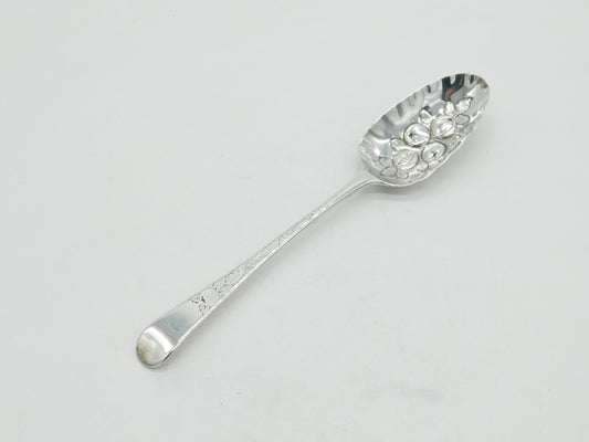 George II Sterling Silver Berry Dessert Serving Spoon 1737 London Antique