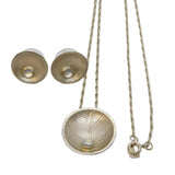 Catherine Woodall Sterling Silver, Leaf Pendant Necklace & Earrings Vintage