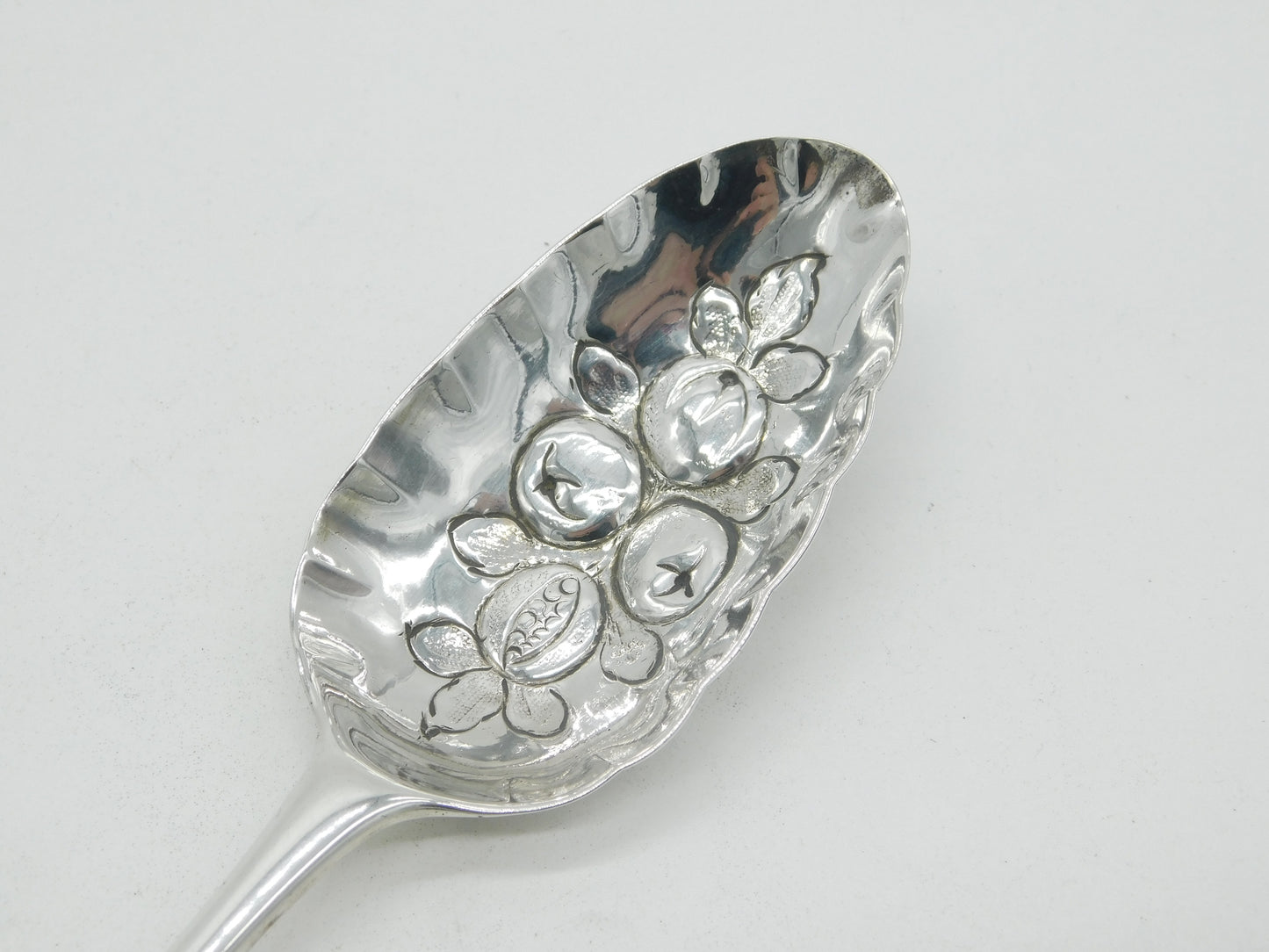 George II Sterling Silver Berry Dessert Serving Spoon 1737 London Antique