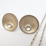 Catherine Woodall Sterling Silver, Leaf Pendant Necklace & Earrings Vintage