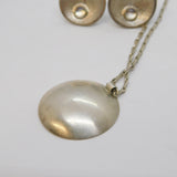 Catherine Woodall Sterling Silver, Leaf Pendant Necklace & Earrings Vintage