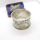 Victorian Aesthetic Sterling Silver Swallow Pattern Napkin Ring 1894 Birmingham