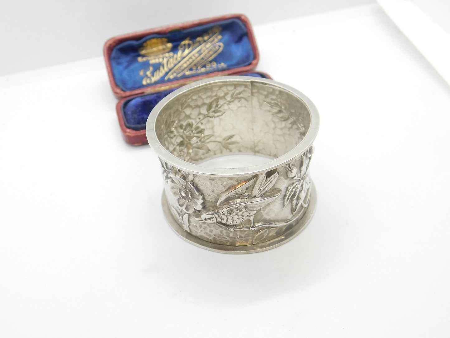 Victorian Aesthetic Sterling Silver Swallow Pattern Napkin Ring 1894 Birmingham