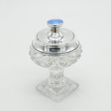 Edwardian Sterling Silver Blue Guilloche Enamel Cut Glass Vanity Jar Antique 1908 London