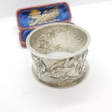 Victorian Aesthetic Sterling Silver Swallow Pattern Napkin Ring 1894 Birmingham
