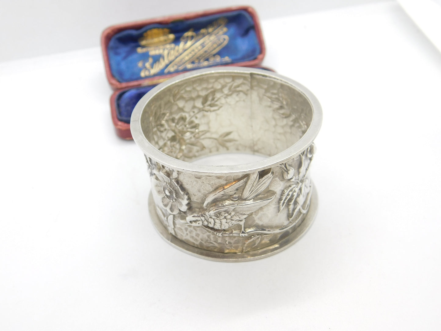 Victorian Aesthetic Sterling Silver Swallow Pattern Napkin Ring 1894 Birmingham