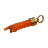 Georgian 9ct Rose Gold Carved Coral 'Figa' Hand Charm Pendant Antique
