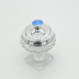 Edwardian Sterling Silver Blue Guilloche Enamel Cut Glass Vanity Jar Antique 1908 London