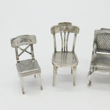 Victorian Set of Six Silver Plated Menu Holders in Mixed Chair Form c1900